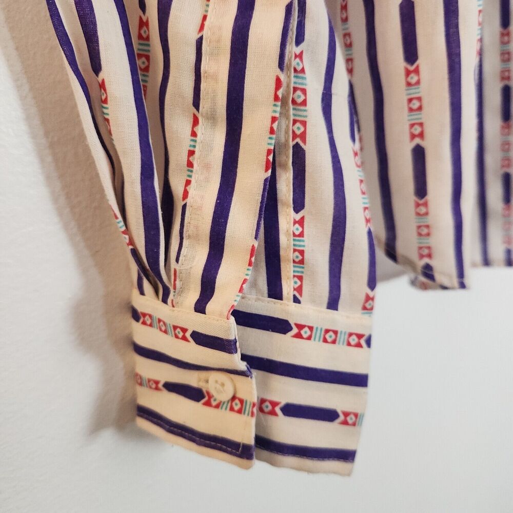 Vintage Oak Hill Striped Button-Up Shirt 80's USA‎ Long Sleeve Women's Medium - Picture 6 of 9